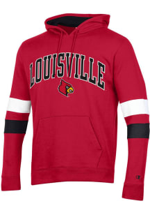 Champion Louisville Cardinals Mens Red Blocked Sleeve Long Sleeve Hoodie