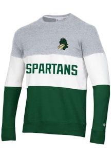 Champion Michigan State Spartans Mens Green Blocked Long Sleeve Crew Sweatshirt