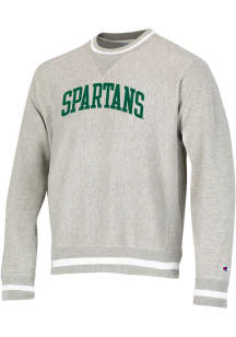 Champion Michigan State Spartans Mens Grey Vintage Wash Reverse Weave Long Sleeve Crew Sweatshir..