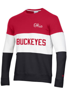 Champion Ohio State Buckeyes Mens Red Blocked Long Sleeve Crew Sweatshirt