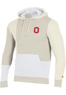 Champion Ohio State Buckeyes Mens White Patchwork Long Sleeve Hoodie