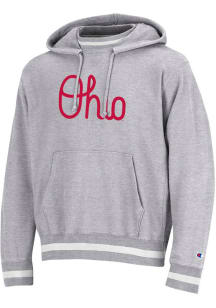 Champion Ohio State Buckeyes Mens Grey Vintage Wash Reverse Weave Long Sleeve Hoodie