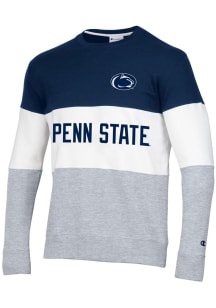 Champion Penn State Nittany Lions Mens Navy Blue Blocked Long Sleeve Crew Sweatshirt