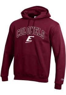 Champion Eastern Kentucky Colonels Mens Maroon ARCHED MASCOT Long Sleeve Hoodie