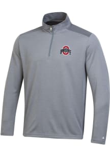 Champion Ohio State Buckeyes Mens Charcoal Stadium Two Tone Long Sleeve 1/4 Zip Pullover