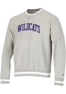 Champion K-State Wildcats Mens Grey Vintage Wash Reverse Weave Long Sleeve Crew Sweatshirt