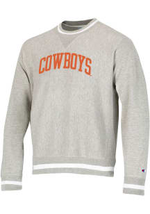 Champion Oklahoma State Cowboys Mens Grey Vintage Wash Reverse Weave Long Sleeve Crew Sweatshirt