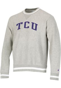 Champion TCU Horned Frogs Mens Grey Vintage Wash Reverse Weave Long Sleeve Crew Sweatshirt
