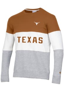 Champion Texas Longhorns Mens Burnt Orange Blocked Long Sleeve Crew Sweatshirt