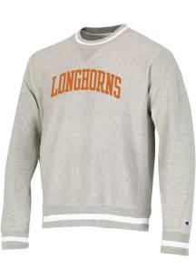 Champion Texas Longhorns Mens Grey Vintage Wash Reverse Weave Long Sleeve Crew Sweatshirt