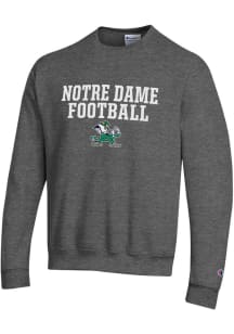 Champion Notre Dame Fighting Irish Mens Charcoal STACKED FOOTBALL Long Sleeve Crew Sweatshirt