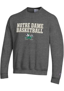 Champion Notre Dame Fighting Irish Mens Charcoal STACKED BASKETBALL Long Sleeve Crew Sweatshirt