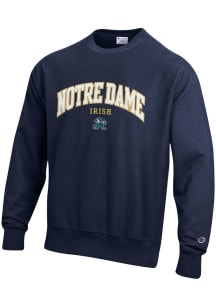 Champion Notre Dame Fighting Irish Mens Navy Blue Arch Long Sleeve Crew Sweatshirt