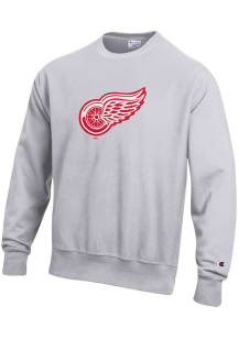 Champion Detroit Red Wings Mens Grey LOGO Long Sleeve Crew Sweatshirt