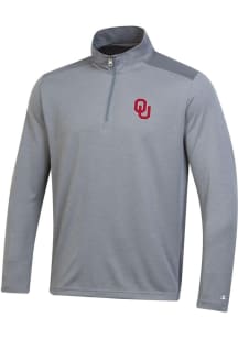 Champion Oklahoma Sooners Mens Charcoal Stadium Two Tone Long Sleeve 1/4 Zip Pullover