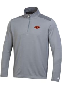 Champion Oklahoma State Cowboys Mens Charcoal Stadium Two Tone Long Sleeve 1/4 Zip Pullover