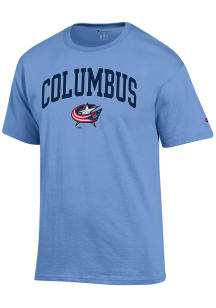 Champion Columbus Blue Jackets Light Blue Arch Name Mascot Short Sleeve T Shirt