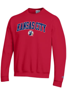 Champion Kansas City Scouts Mens Red Powerblend Long Sleeve Crew Sweatshirt
