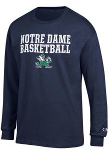 Champion Notre Dame Fighting Irish Navy Blue Stacked Basketball Long Sleeve T Shirt