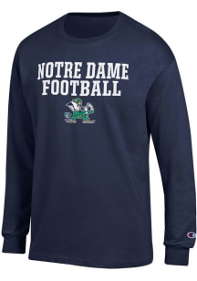 Champion Notre Dame Fighting Irish Navy Blue Stacked Football Long Sleeve T Shirt