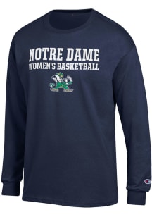Champion Notre Dame Fighting Irish Navy Blue Stacked Womens Basketball Long Sleeve T Shirt