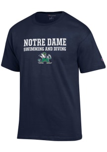 Champion Notre Dame Fighting Irish Navy Blue Stacked Swimming And Diving Short Sleeve T Shirt