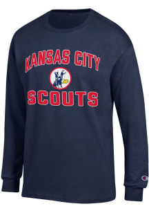 Champion Kansas City Scouts Navy Blue Heart And Soul Long Sleeve T Shirt