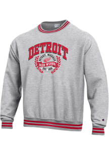 Champion Detroit Red Wings Mens Grey REVERSE WEAVE Long Sleeve Fashion Sweatshirt