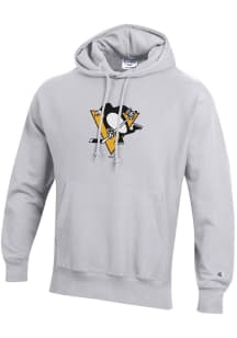 Champion Pittsburgh Penguins Mens Grey LOGO Long Sleeve Hoodie