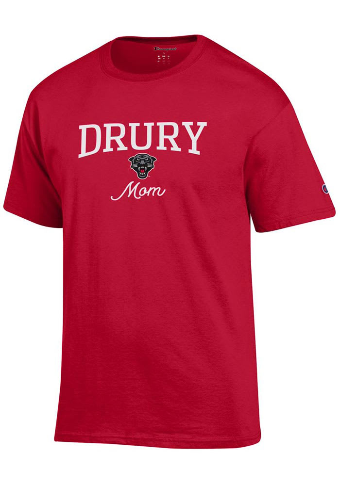 Champion Drury Panthers Womens Red Mom Short Sleeve T-Shirt
