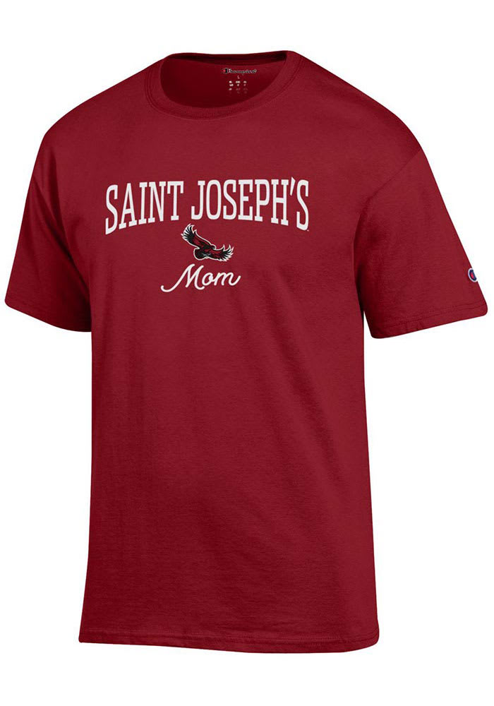 Champion Saint Josephs Hawks Womens Cardinal Mom Short Sleeve T-Shirt