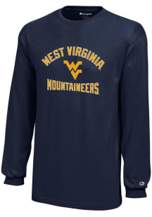 Champion West Virginia Mountaineers Youth Navy Blue Number 1 Long Sleeve T-Shirt