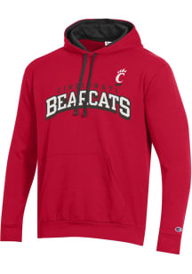 Champion Cincinnati Bearcats Mens Red Stadium Flat Name Long Sleeve Hoodie