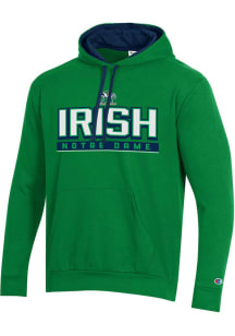 Champion Notre Dame Fighting Irish Mens Kelly Green Stadium Flat Name Long Sleeve Hoodie