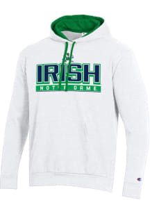 Champion Notre Dame Fighting Irish Mens White Stadium Flat Name Long Sleeve Hoodie