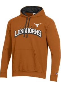 Champion Texas Longhorns Mens Burnt Orange Stadium Flat Name Long Sleeve Hoodie