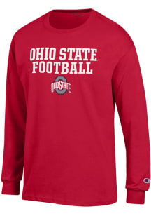 Champion Ohio State Buckeyes Red Stacked Football Long Sleeve T Shirt