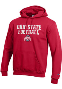 Champion Ohio State Buckeyes Mens Red Stacked Football Long Sleeve Hoodie