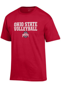 Champion Ohio State Buckeyes Red Stacked Volleyball Short Sleeve T Shirt