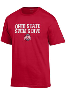 Champion Ohio State Buckeyes Red Stacked Swim Short Sleeve T Shirt