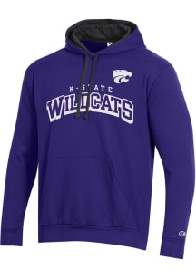 Champion K-State Wildcats Mens Purple Stadium Flat Name Long Sleeve Hoodie