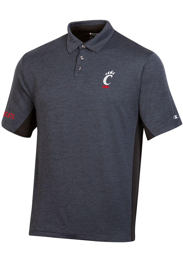 Champion Cincinnati Bearcats Mens Black Stadium Two Tone Short Sleeve Polo