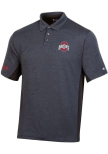 Mens Ohio State Buckeyes Black Champion Stadium Two Tone Short Sleeve Polo Shirt