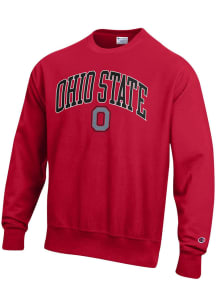 Champion Ohio State Buckeyes Mens Red Arch Mascot Long Sleeve Crew Sweatshirt