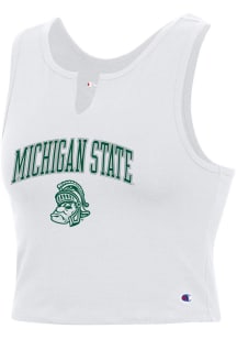 Champion Michigan State Spartans Womens White V Notch Cropped Tank Top