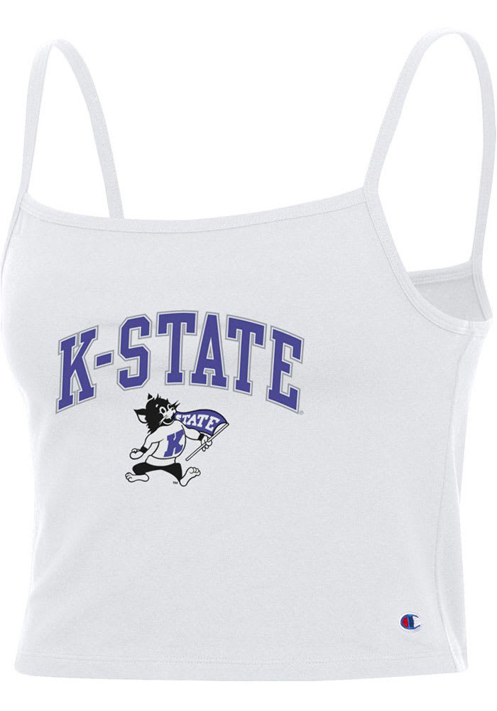Champion K-State Wildcats Womens White Fan Cropped Cami Tank Top