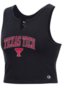 Champion Texas Tech Red Raiders Womens Black V Notch Cropped Tank Top