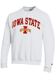 Champion Iowa State Cyclones Mens White Arch Mascot Long Sleeve Crew Sweatshirt