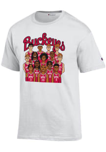 Ohio State Buckeyes White Champion Basketball Caricature Roster Short Sleeve Player T Shirt