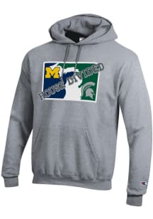 Champion Michigan State Spartans Mens Grey House Divided Long Sleeve Hoodie